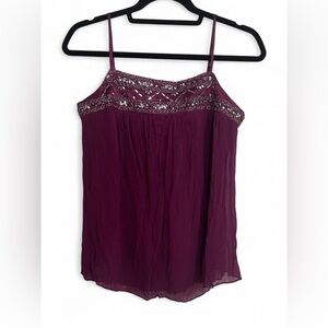 Zona Libre Beaded Purple Cami Top Women’s Size Medium Y2K Deadstock Fairy Boho